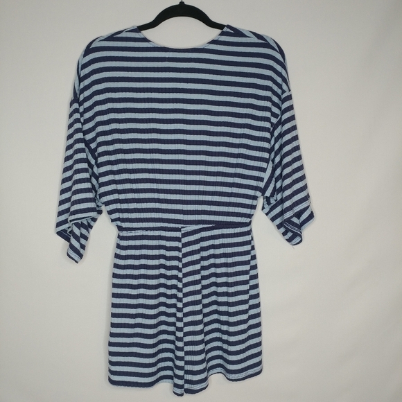 Urban Outfitters Knit Deep V Striped Blue Romper - Picture 11 of 13